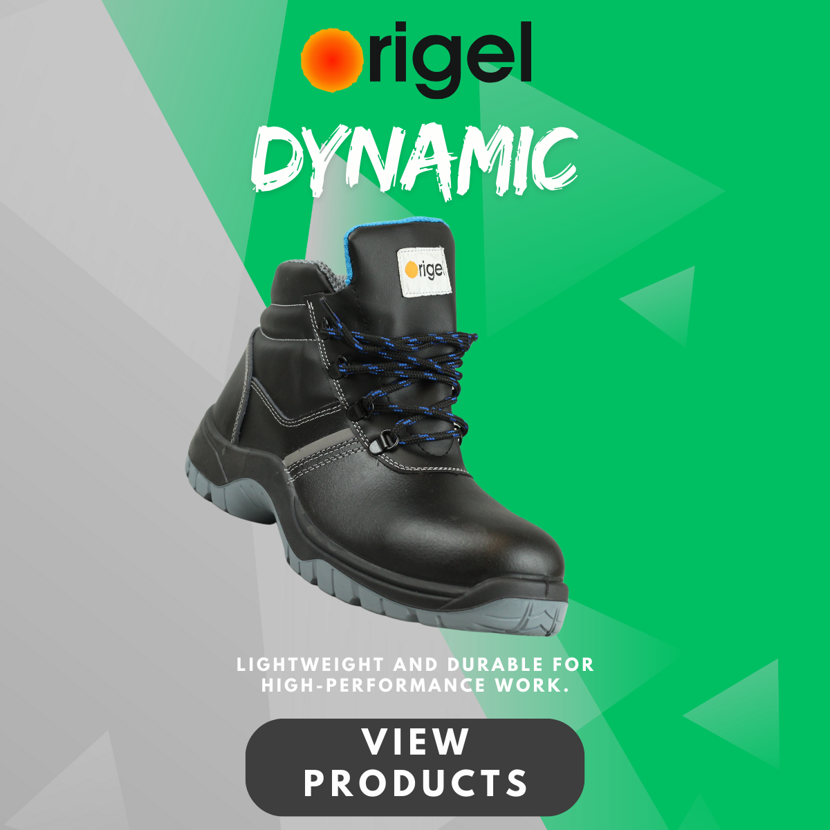 Rigel Dynamic flexible safety footwear banner